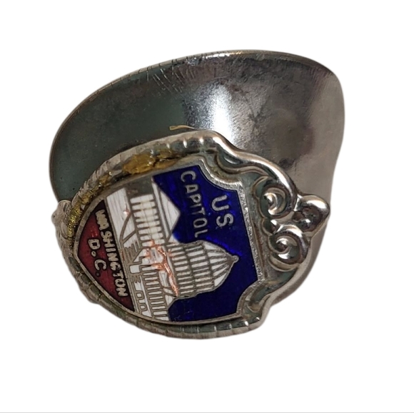 Washington DC US Capitol Spoon Ring – Silver Tone Adjustable Souvenir Jewelry - Picture 1 of 4